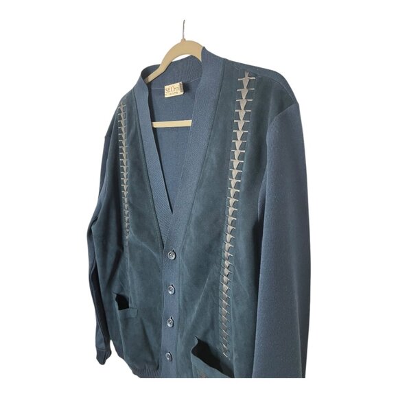 Vintage Men's St. Croix Wool Suede V-Neck Cardigan - Picture 2 of 7